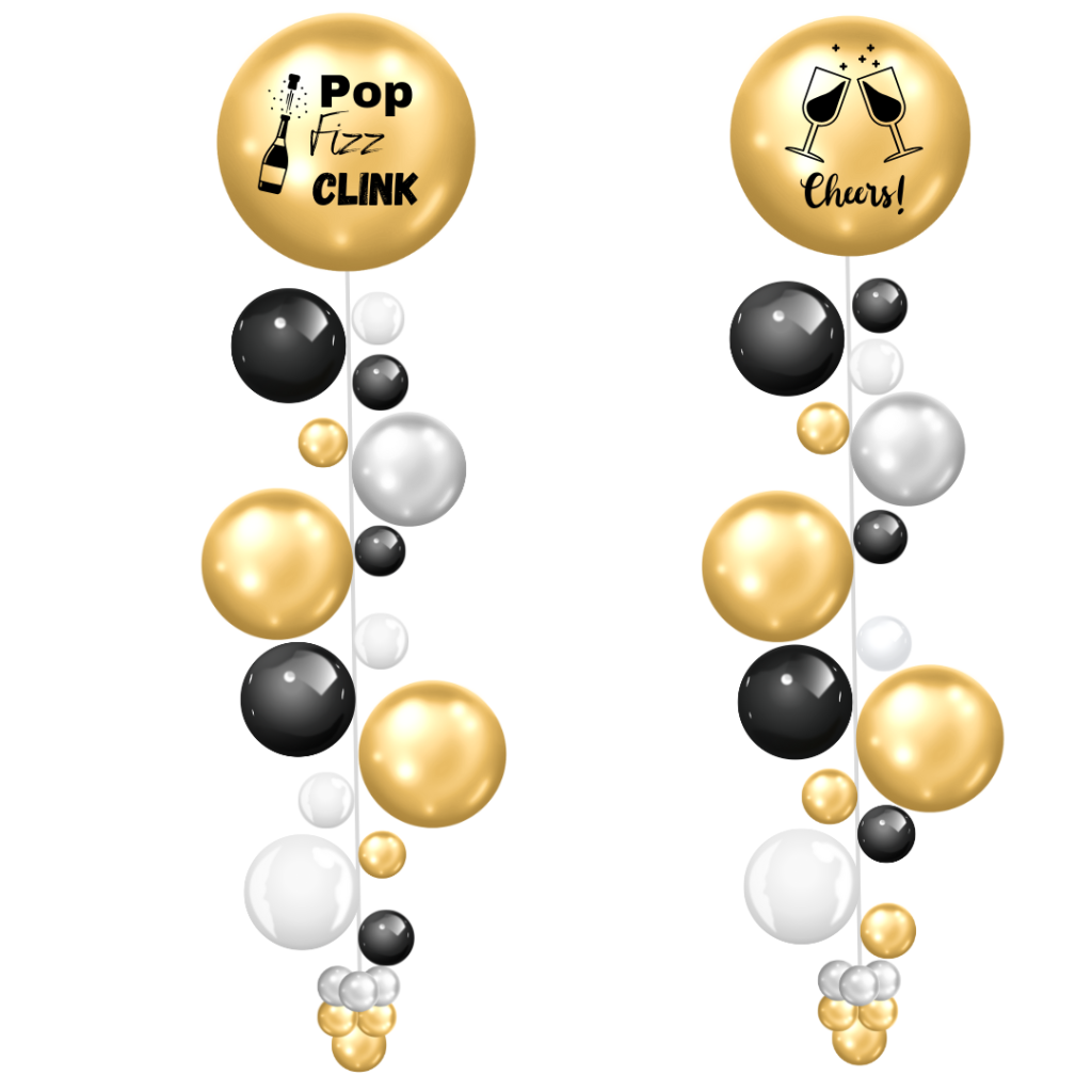 New Year's Eve Bubble Strands (Pair) - BalloonZilla