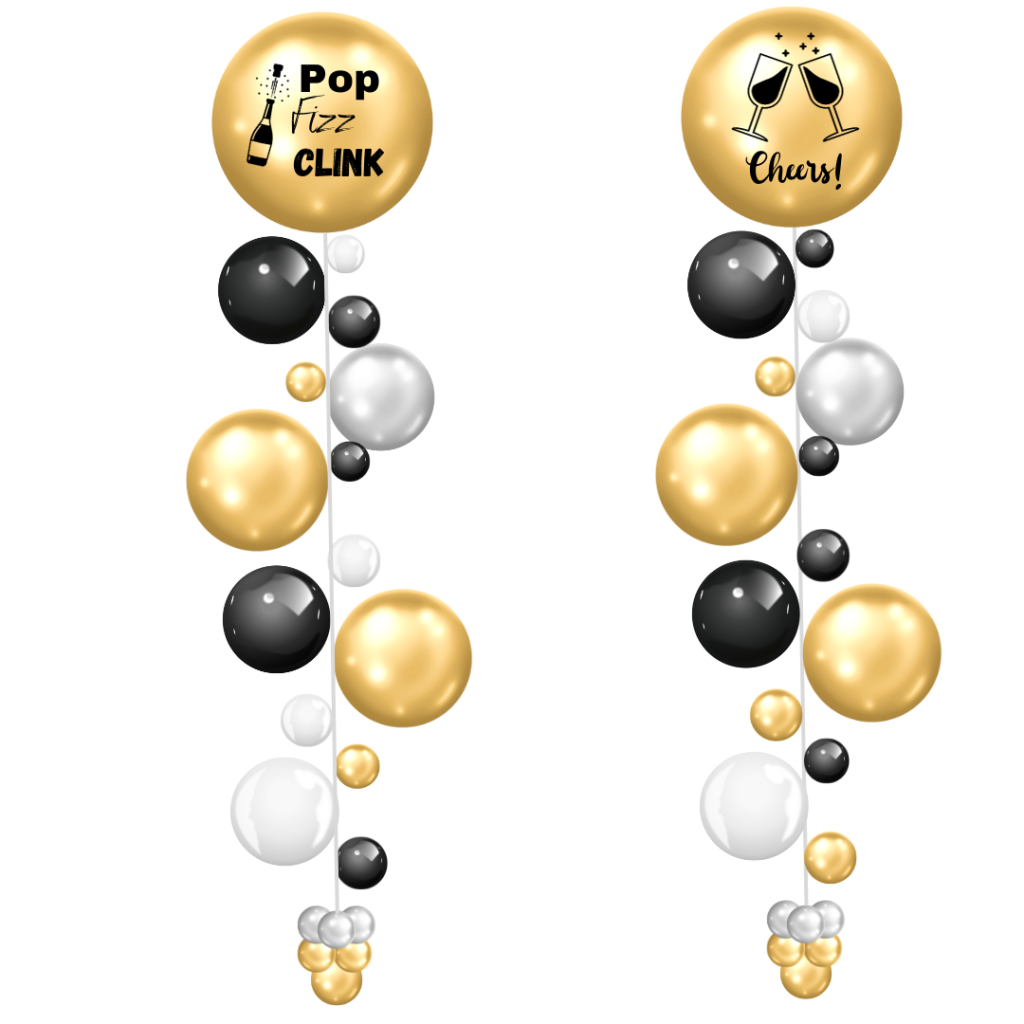 New Year's Eve Bubble Strands (Pair) BalloonZilla